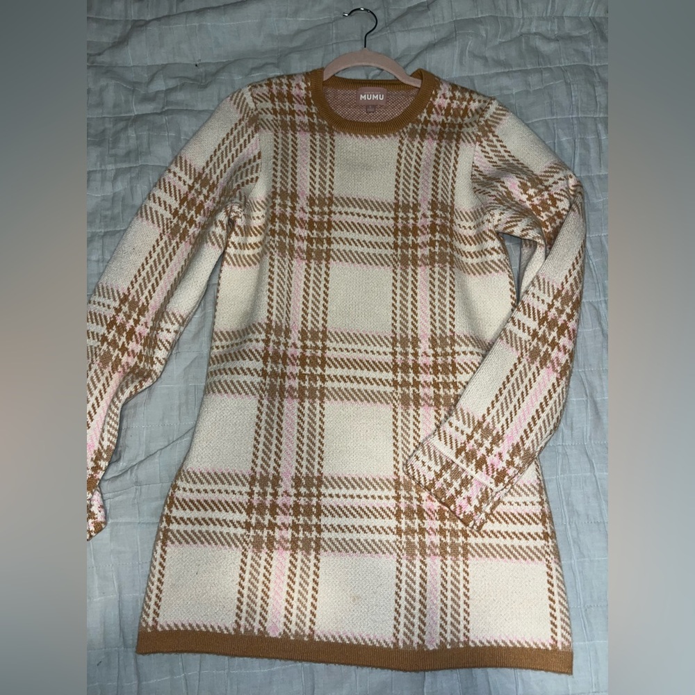 show me your mumu plaid sweater dress size small